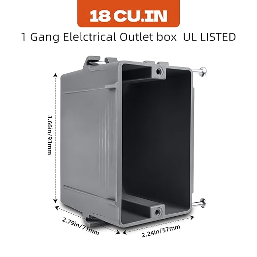 12PACK 18 Cu. in 1 Gang Electrical Box, PVC New Work Outlet Box, Single Gang - Image 2