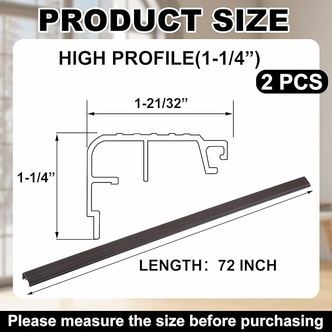 Pangda 2 Pcs 72 L Fixed Vinyl Sill Cap 1-1/4 Inches High Exterior Door - Image 2