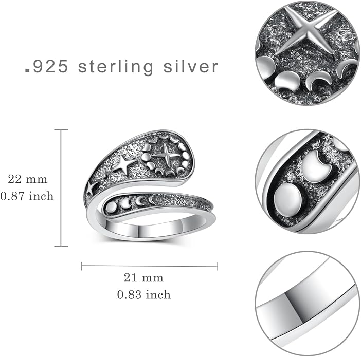 Thumb Rings for Women 925 Sterling Silver Adjustable Spoon Ring Vintage Thumb Jewelry Gifts for Women