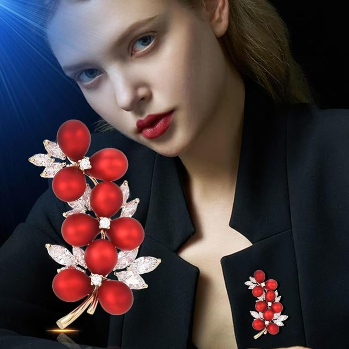 Red Rose Flower Brooches and Pins for Women Costume Jewelry Brooch Pins Broches Jewelry for Women Elegant Lady Pin