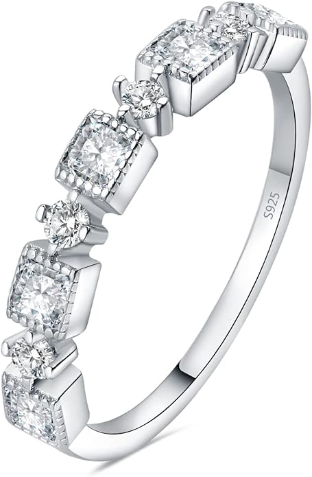 JewelryPalace 14K Gold Plated 925 Sterling Silver Rings for Women, Cubic Zirconia Promise Rings for Her, Stackable Wedding Bands Rings for Women Set Size 4-12