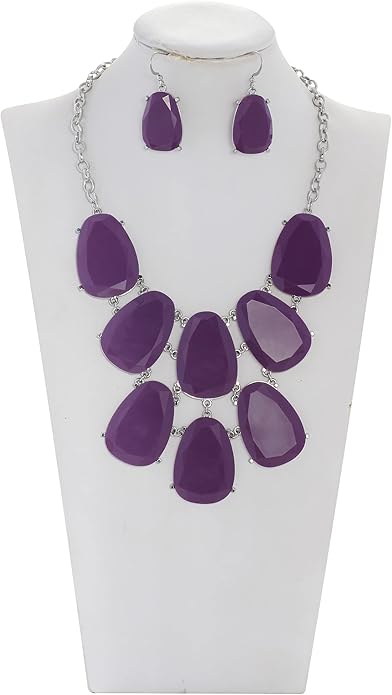 Firstmeet Chunky Bubble Statement Collar Necklace with Earrings for Women