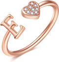 Valentines Day Gift Initial Rings for Teen Girls - S925 Heart Sterling Silver Rings for Teen Girls | 14K Gold/Rose Gold/Sterling Silver Plated Ring for Girls Kids Women Ring for Teenager Girls Gifts Adjustable, No Tarnish, Hypoallergenic