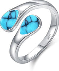 Rings for Women S925 Sterling Silver Moss Agate/Turquoise/Moonstone/Malachite Jewelry Rings Gift for Valentine Day