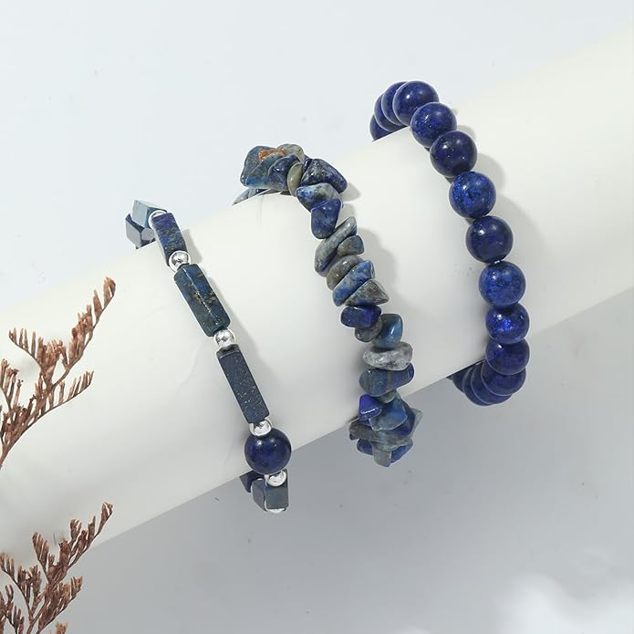 3Pcs Natural Stone Bracelets for Women 8mm Crystal Beaded Bracelets Handmade Stretch Bracelet Healing Crystal Jewelry for Women