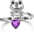 POPLYKE Frog Rings for Women Sterling Silver Frog Hold Topaz Heart CZ Rings Statement Rings
