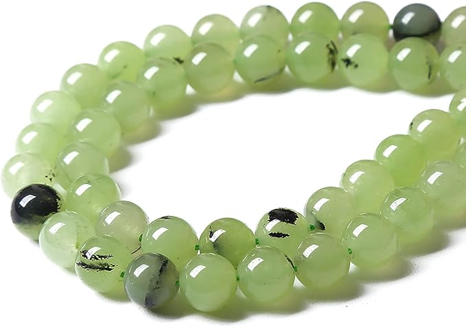 36pcs 10mm Natural Prehnite Jade Stone Round Loose Spacer Beads for DIY Jewelry Making Necklaces Bracelets Healing Energy Beads (10mm, Prehnite Jade)