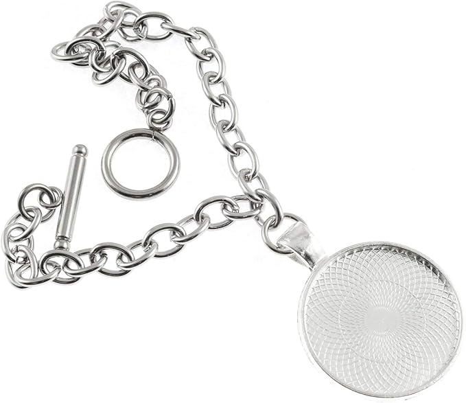 25 pcs 25mm Pendant Trays Round Pendant Bezels Setting Cabochon Blank Base for DIY Jewelry Making, Bright Silver