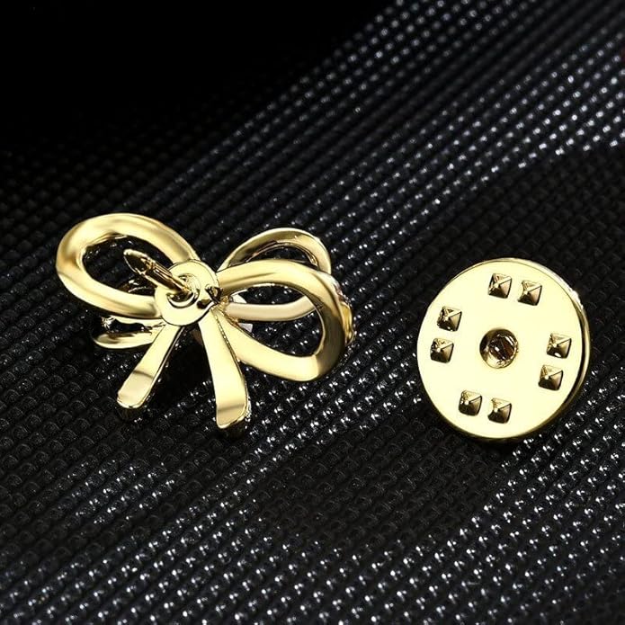 Bow Knot Pin Rhinestone Crystal Pearl Brooch 18k Gold Plated Lapel Pin Birthday Jewelry Gift for Women Men