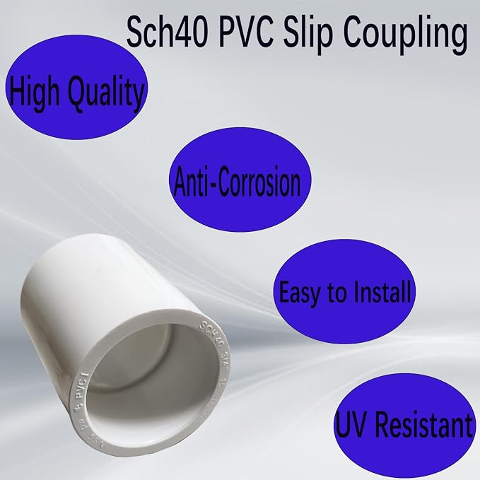 10Pack 3/4 inch PVC Pipe Coupling Adapter Pipe Fittings, Socket x Socket - Image 3