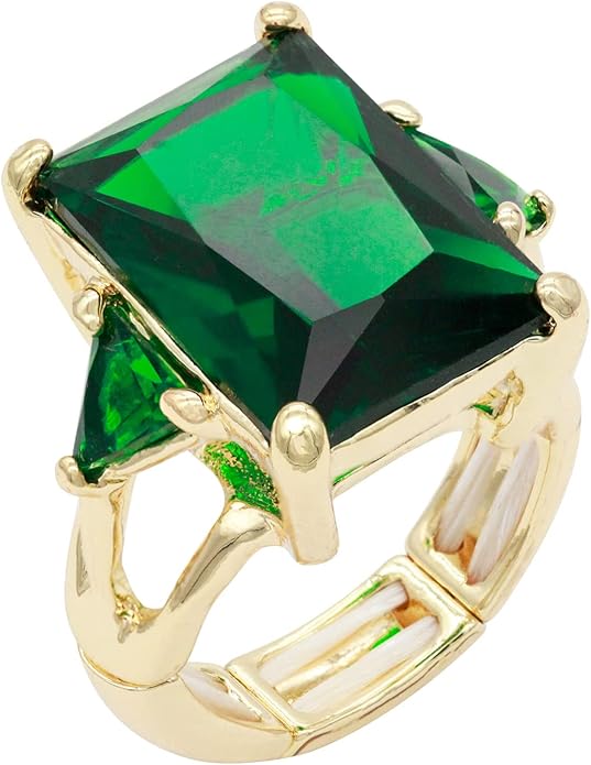 Lavencious Big Bold Radiant CZ Stones Stretch Rings for Women Size for 7-9