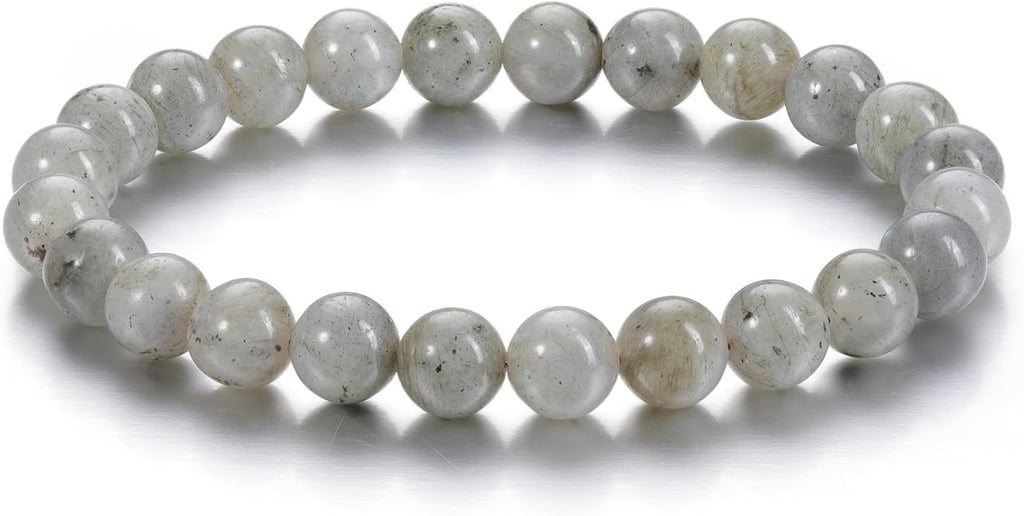Jovivi Crystal Bracelets for Women Men - 8mm Handmade Natural Semi Precious Gemstone Beaded Bracelets, Round Stone Beads Stretch Bracelet, Healing Yoga Bracelets Jewelry Gifts