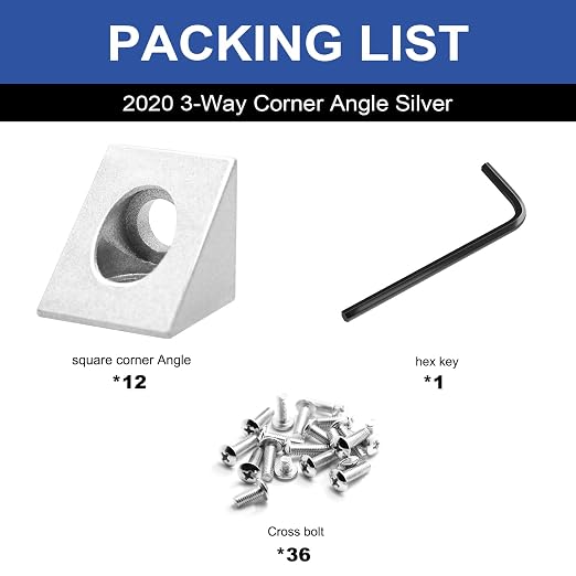 12pcs 2020 2-Way Corner Angle Bracket Connector 2020 Extrusion Hardware T-Slot - Image 3