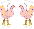 Acrylic Boot Big Chicken Earrings,Funny Colorful Boots Chicken Drop Dangle Earrings,Cock Hen Foot Chicken Earrings for Women Farm Design Lovely Gift