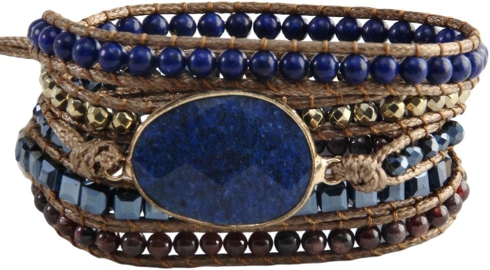 ZOSOJONA Women Handmade Boho Wrap Bracelets Natural Stone Variety Beads Strand Bracelet