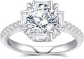 Moissanite Engagement Rings for Women,D Color VVS1 Round Cut Moissanite Ring 925 Sterling Silver Promise Rings for Her
