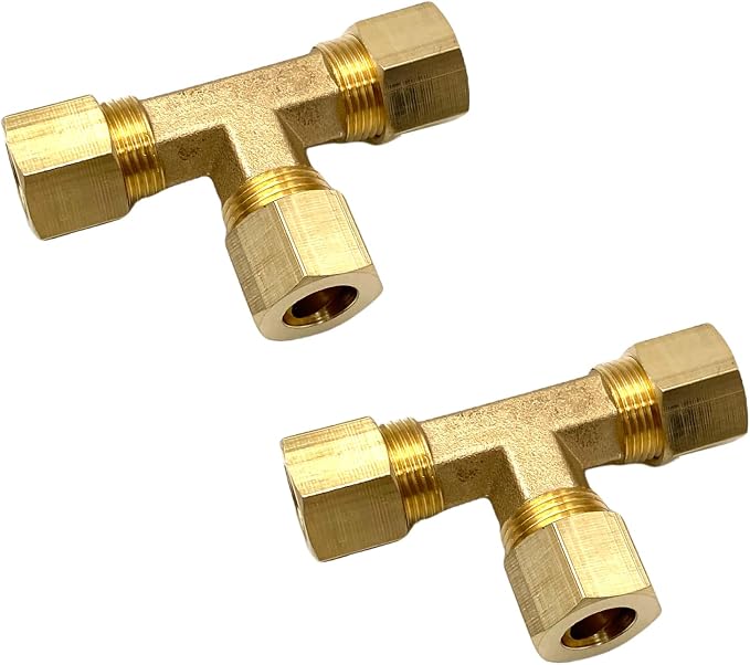2 Pcs 3/8" Compression Tee, 3/8" OD x 3/8" OD x 3/8" OD Copper Tubing Fittings - Image 5