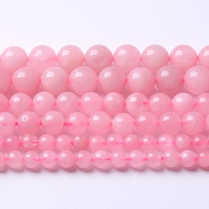 10mm 38PCS Natural Rose Quartz Beads Pink Energy Crystal Round Loose Beads for Jewelry Making DIY Bracelets 15" 38pcs
