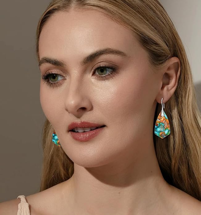 Natural Stone Earrings Multishape Dangle Drop Earrings Boho Stone Earring for Women