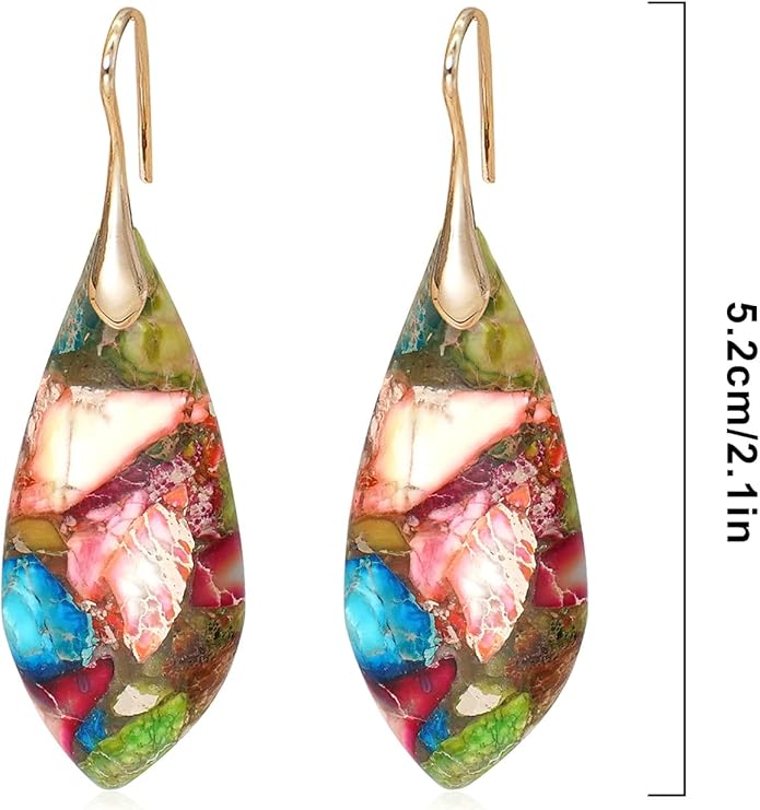 Natural Stone Earrings Multishape Dangle Drop Earrings Boho Stone Earring for Women