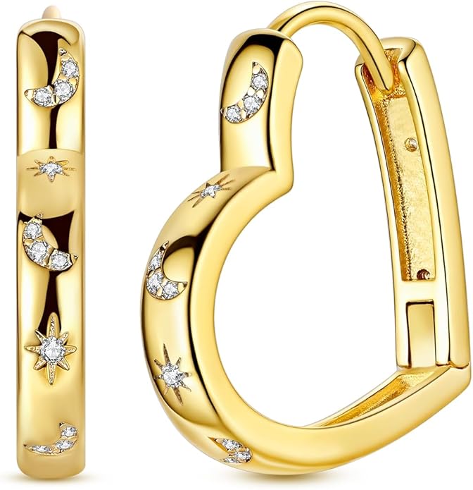 NARMO Earrings for Women 925 Sterling Silver Heart Hoops Small Colorful Rainbow Hoop Earrings Huggie Earrings