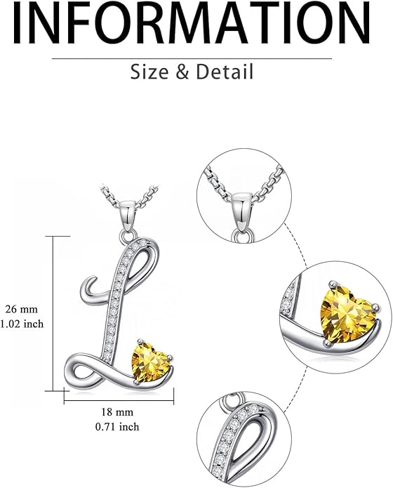 Valentines Day Gifts for Women Alphabet A to Z Initial Birthstone Pendant Necklaces for Women - 18k White Gold Plated Personalized Name Jewelry Valentine Mothers Day Birthday Gifts for Women Her Girlfriend