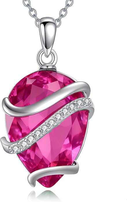 Birthstone Necklace for Women Sterling Silver Teardrop Pendant Necklace Birthday Jewelry Gift for Women