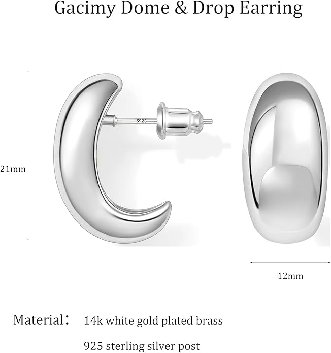 Gacimy Chunky Earrings for Women, Teardrop Earrings with 925 Sterling Silver Post, 14K Gold Plated Statement Drop for Women