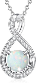 FANCIME Birthstone Necklaces for Women Fine Jewelry Sterling Silver Infinity Pendant Anniversary Birthday Gifts for Her Women Wife Mom Lady Daughter, Chain 16"+2" Extend