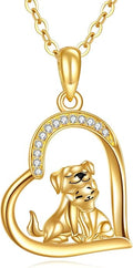 KECHO 14K Gold Animal Pendant Necklace - Dainty Zodiac & Pet Inspired Charm Necklace for Women - 16+1+1"