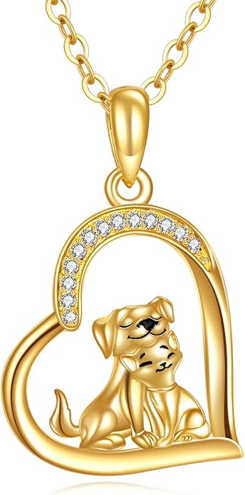 KECHO 14K Gold Animal Pendant Necklace - Dainty Zodiac & Pet Inspired Charm Necklace for Women - 16+1+1"