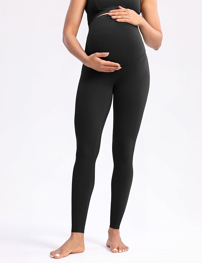 POSHDIVAH Women's Creamluxe Maternity Leggings 25"/28" Over The Belly Pregnancy Yoga Pants Active Workout Leggings