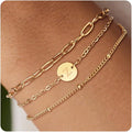 Valentines Day Gifts - Gold Initial Bracelets for Women - 18K Gold Plated over Stainless Steel Letter Charm Bracelet with Layered A to Z Design - Birthday Christmas Jewelry Gifts