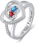 Valentine's Day Gifts for Women Birthstone Rings for Women Heart Statemet Engagement Eternity Wedding Promise Rings Jewelry Anniversary Christmas Valentine Mothers Day Birthday Gifts for Wife Her Girlfriend
