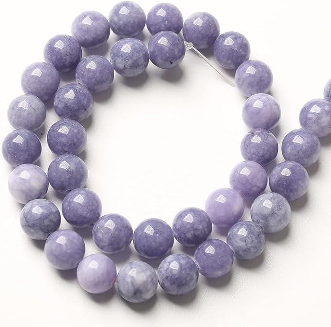 8mm 90pcs Natural Purple Angelite Stone Beads Lavender Gemstone Round Loose Beads for Jewelry Making DIY Bracelet Necklace Earrings 32" 2 Strands