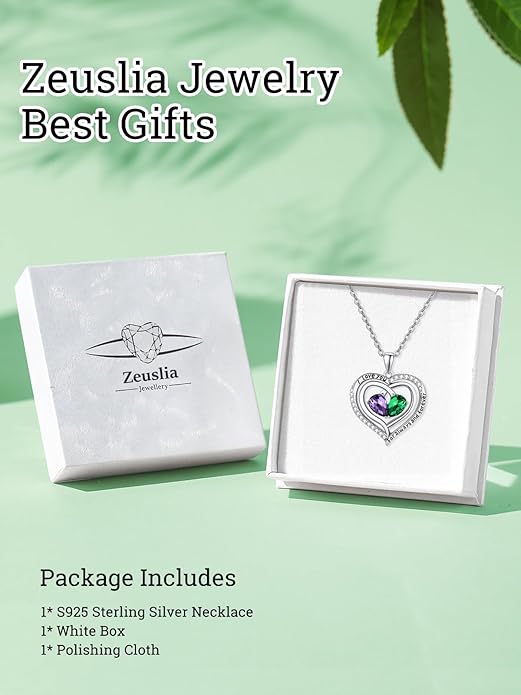 Valentine's Day Gifts for Wife 925 Sterling Silver Double Birthstone Pendant Necklaces I Love You for Always and Forever Necklace Anniversary Birthday Gifts for Wife Girlfriend Mom Her