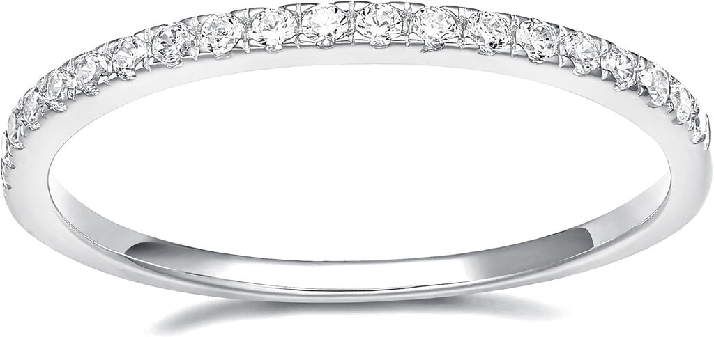 EAMTI 2mm Wedding Band Cubic Zirconia Half Eternity Stackable Brass Engagement Ring Size 3-13