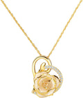 AliveRose Real Rose Gold Dipped Necklace Gifts for Women, 24K Gold Dipped Rose Pendant Necklace Jewelry Mothers Day Anniversaries Birthday Christmas Special Occasions Gifts for Her Mom Wife