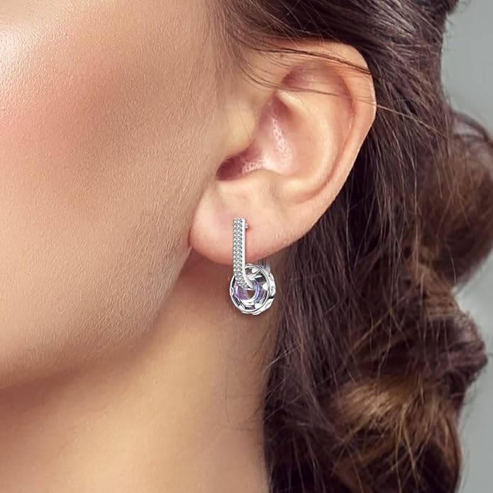 LAZA 925 Sterling Silver Hoop Earrings for Women, Hypoallergenic Huggie Butterfly Dangle Drop Earrings Colorful Flower Earrings Jewelry Gifts