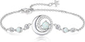 FANCIME Birthstone Bracelets 925 Sterling Silver Moon and Star Bangle Charm Bracelet Fine Jewelry Birthday Anniversary Christmas Day Gift for Her Women, Adjustable Chain 6.7"+1.2" Extend