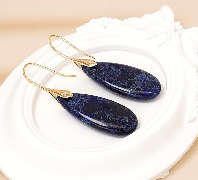 Natural Stone Earrings Waterdrop Stone Dangle Earrings for Women