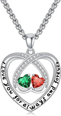 Birthstone Necklaces for Women I Love You for Always and Forever Heart Pendant Necklace Anniversary Jewelry Christmas Valentine Mothers Day Birthday Gifts for Her Wife Girlfriend