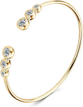 Moissanite Cuff Bangle, 1.8cttw D Color VVS1 Clarity Bracelet fit 7" Below Wrist, 925 Sterling Silver Bangle for Women Wife or Girlfriend Birthday Gifts