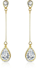SBLING Cubic Zirconia Teardrop Earrings, Diamond Earrings, Wedding Earrings for Brides Bridesmaids, Bridal Dangle Earrings, Teardrop Crystal Drop earrings for Women Jewelry Gifts