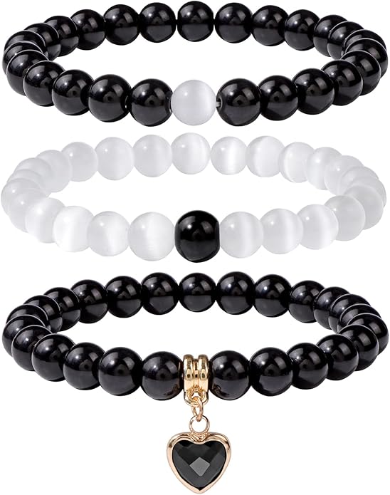 Healing Crystal Beaded Bracelets for Women,Natural Amethyst Gemstones Bracelet,Anxiety Stress Relief Heart Charm Bracelet Handmade purple Jewelry Gifts for Women