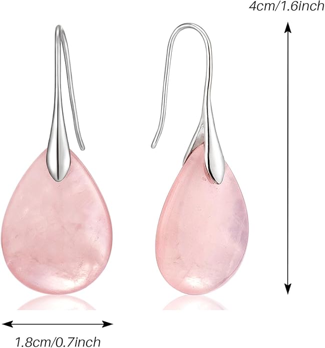 SELOVO Agate Teardrop Stone Grey Drop Earrings Fishhook Dangle Earrings for Women