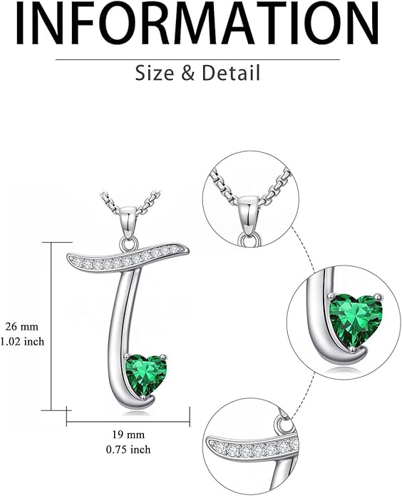 Valentines Day Gifts for Women Alphabet A to Z Initial Birthstone Pendant Necklaces for Women - 18k White Gold Plated Personalized Name Jewelry Valentine Mothers Day Birthday Gifts for Women Her Girlfriend