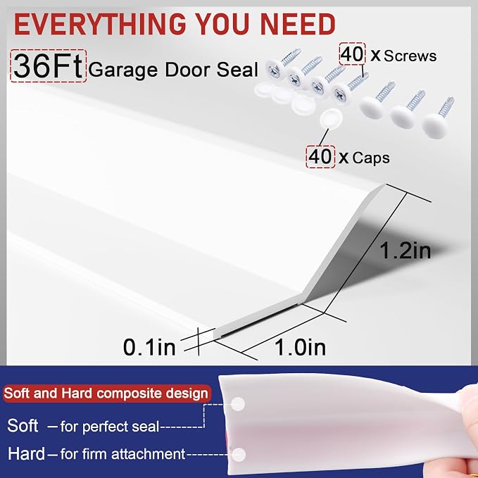 Garage Door Seal Top and Sides - 36 Ft Garage Door Weather Stripping Side Seal - Image 5