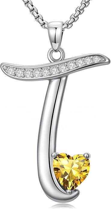 Valentines Day Gifts for Women Alphabet A to Z Initial Birthstone Pendant Necklaces for Women - 18k White Gold Plated Personalized Name Jewelry Valentine Mothers Day Birthday Gifts for Women Her Girlfriend