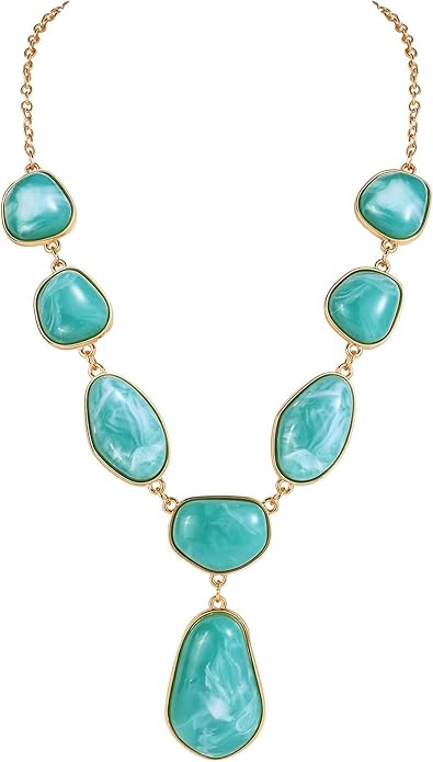 Bocar Bubble Chunky Necklace Alloy Necklace Resin Statement Pendant Necklace for Women